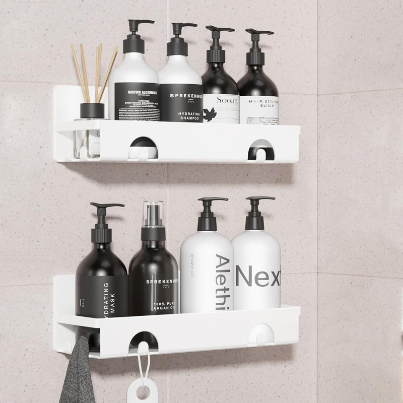 Wall Plastic Shower Caddy, White