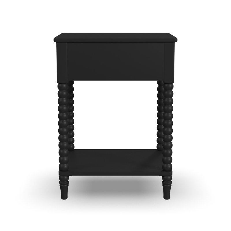 Godfree 1 - Drawer Spindle Nightstand (Set Of 2), Black
