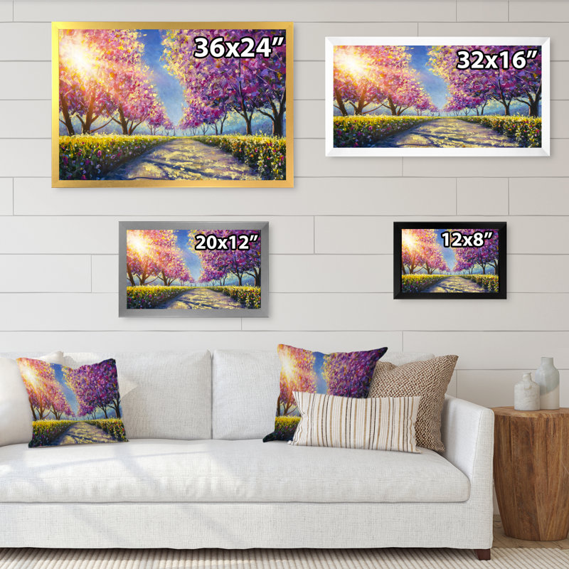 «Walking Path To Chetty Blossomig», reproduction sur toile flottante, Cadre noir, H 8 po x l 12 po x P 1 po