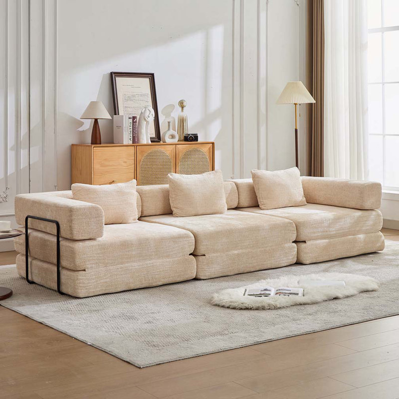 Canapé-lit Chenille, Beige