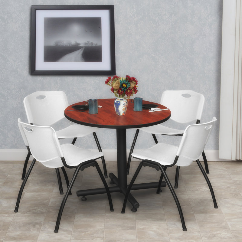 Table de salle de repos Nicklo, Cerisier, Gris, 29" H x 30" L x 30" D