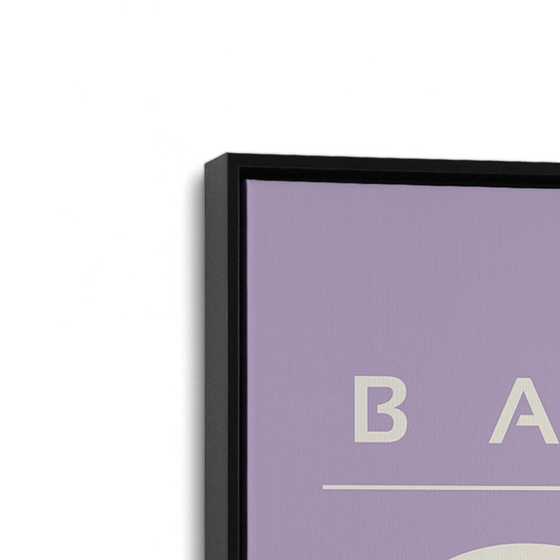 Affiche rétro Bauhaus II , H 18 po x l 12 po, Toile à cadre flottant mauve, Noir satiné
