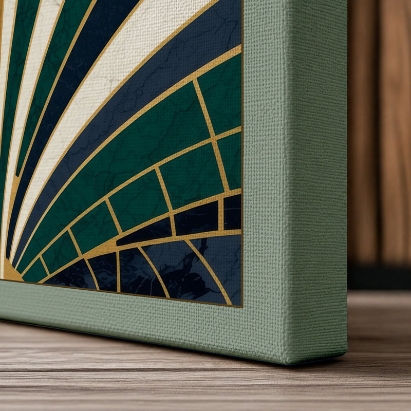 Deco Symmetry Art Deco - Wrapped Canvas, Sage Border, 30x20 - 76.2 x 50.8 cm
