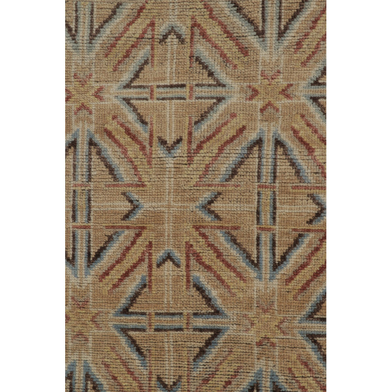 Rug & Kilim’S Chinese Dynastic Square Rug In Beige-Brown And Blue Patterns, Square 4'