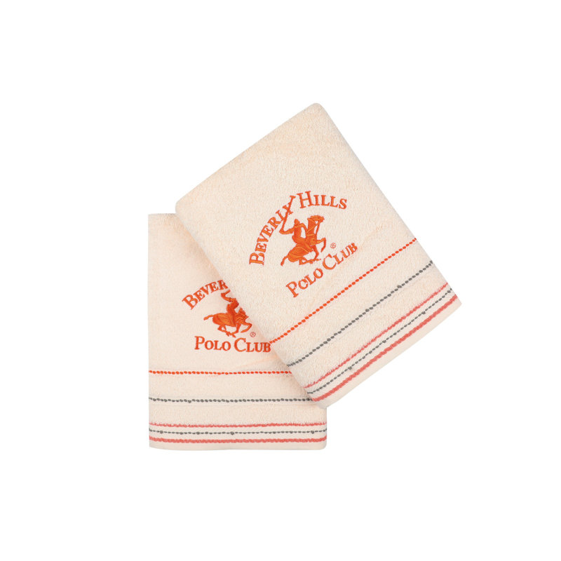 Ensemble de serviettes de bain 100% coton 2 pièces Bentlei, Crème / orange