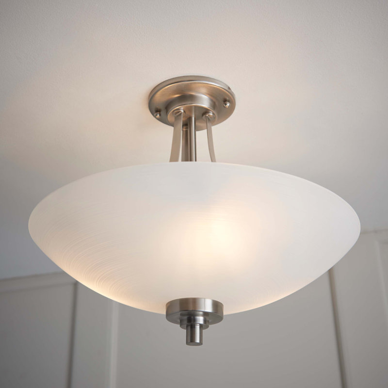 Miltiades Glass Semi Flush Mount, Satin Chrome