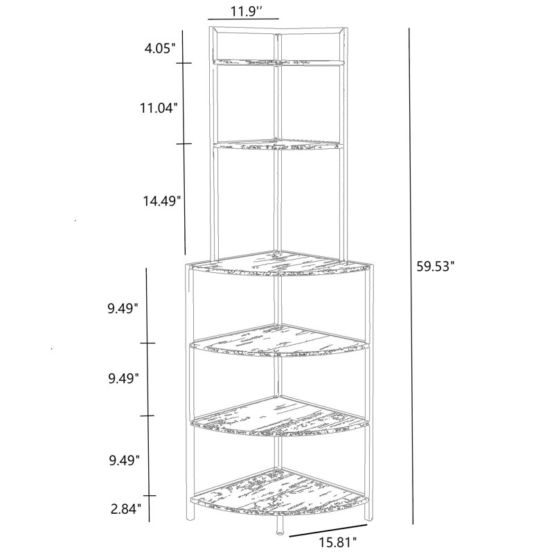 Corner Bookshelf, 6-Tier Rustic Brown