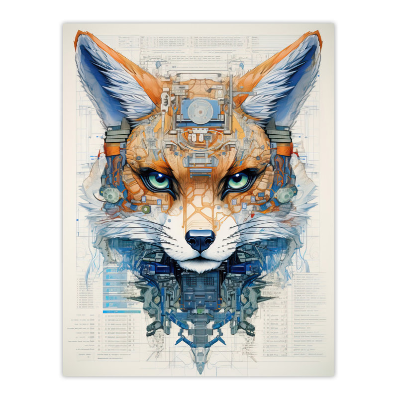 Wall Art Print Gods The Fox Unclassified Document Robot Hybrid Secret Military Schematic Futuristic Arcane Manuscript Gift For Cave Poster