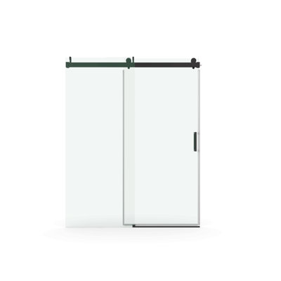 56" - 60" (W) X 76" (H) Frameless Soft-Closing Shower Door, 1/4" (6Mm) Tempered Glass Single Sliding With Explosion-Proof Coating, Matte Black