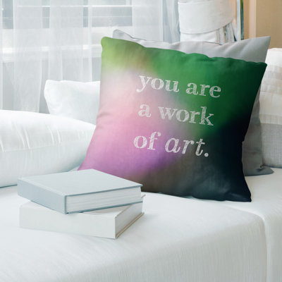 Multicolor Background Work Of Art Quote Pillow Cover (No Fill) -  Cotton Twill