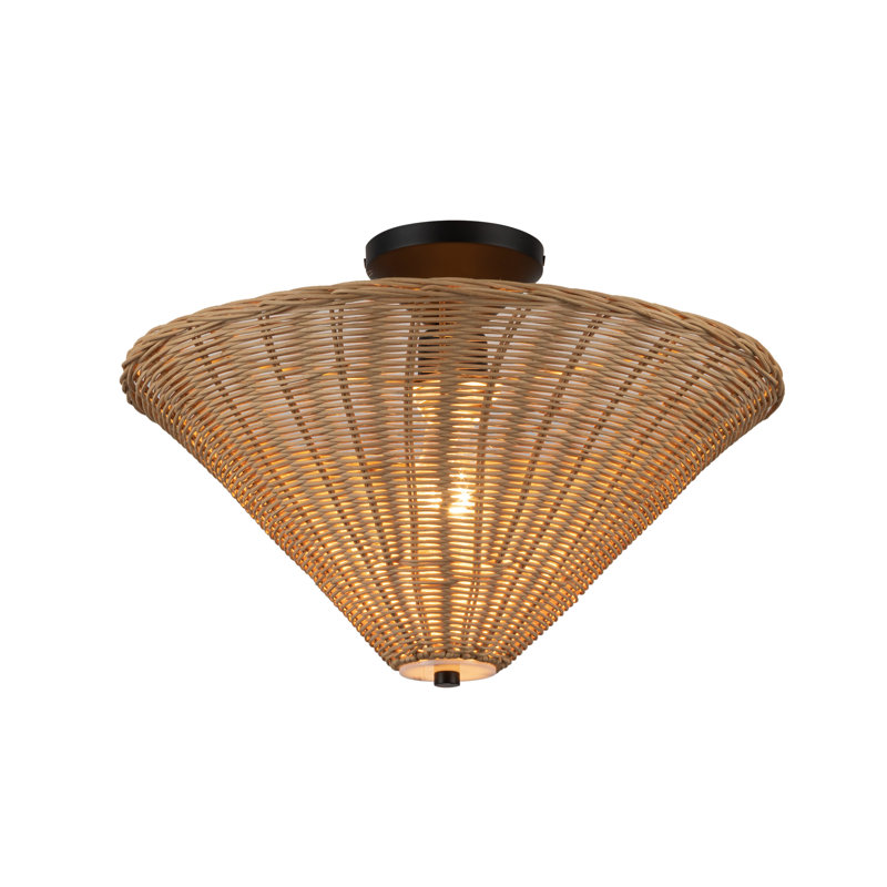 Bridgette Rattan Semi Flush Mount, Black