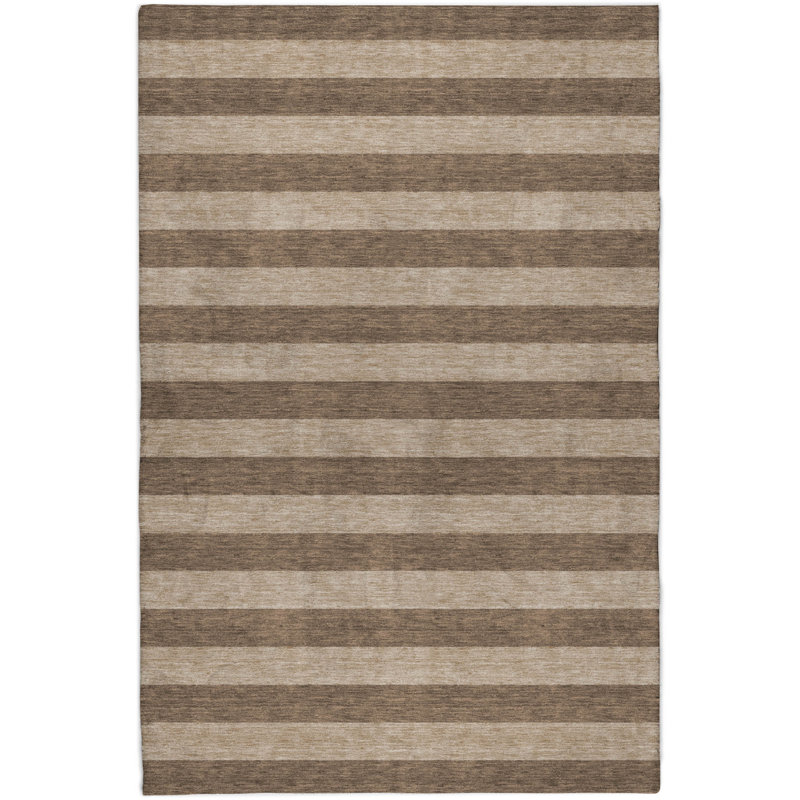Premium Machine Washable Dream Shag ADS530 Striped Rug, Coffee, 8' x 10'