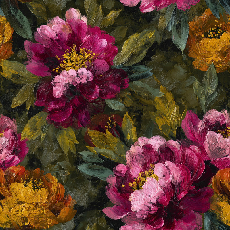 Papier peint floral foncé Moody, Non-collé