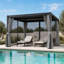 Pergola à auvent noir avec rideaux d'intimité et moustiquaire FLISE 10 pi x 12 pi-133410853-133410854