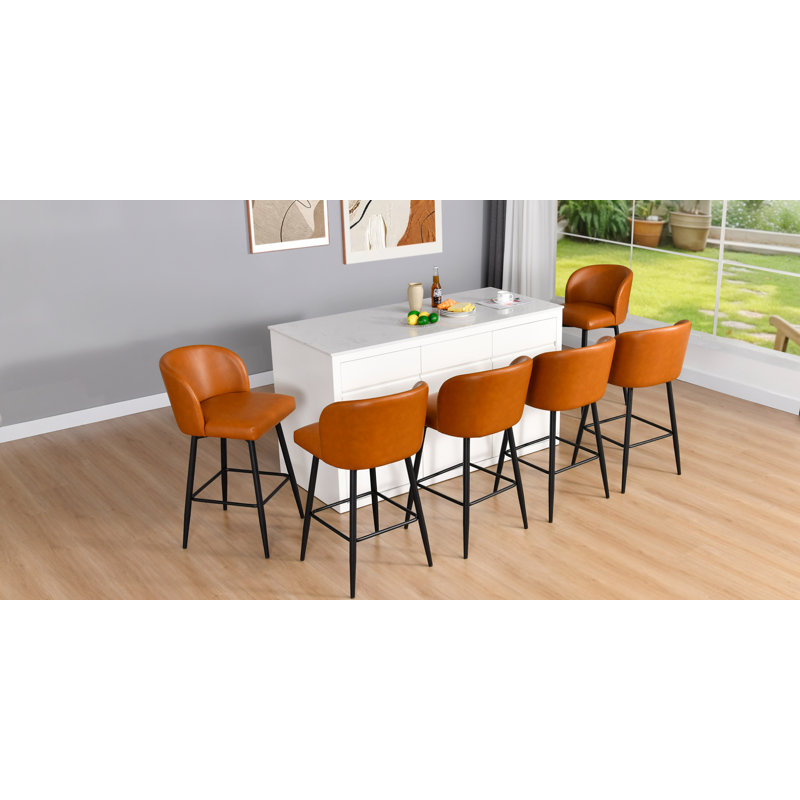 Kerfoot 27.1" Seat Height Swivel Saddle Faux Leather Counter & Bar Stool, 6