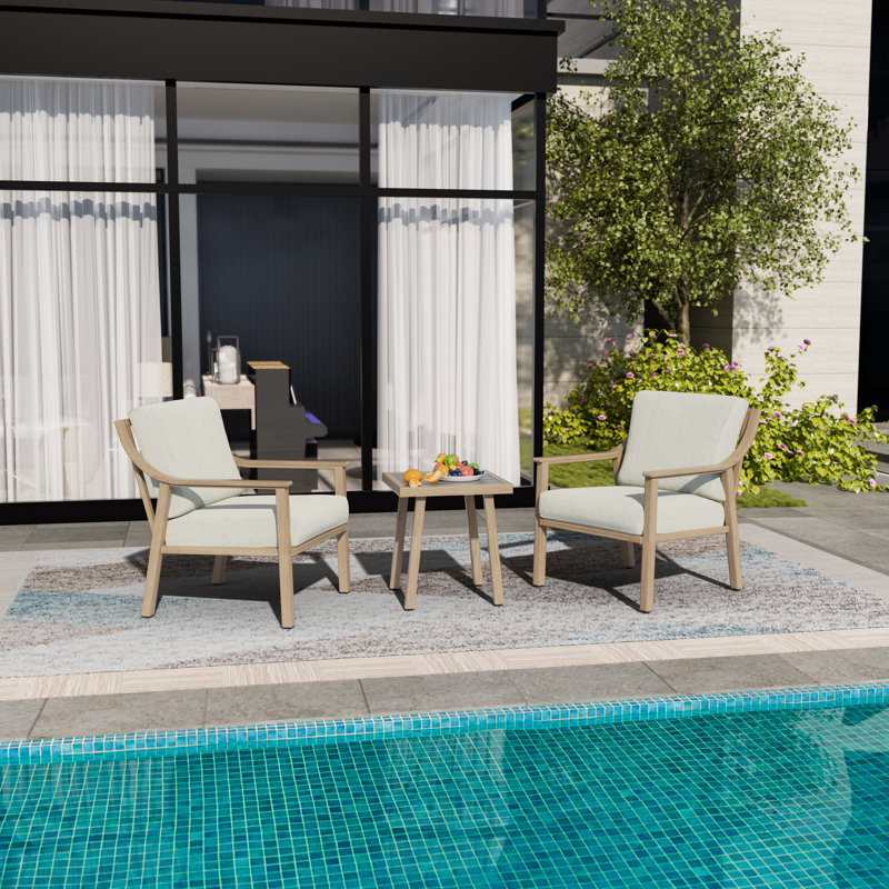 Vishali 2 - Person Patio Conversation Set with Cushions, Beige, Beige