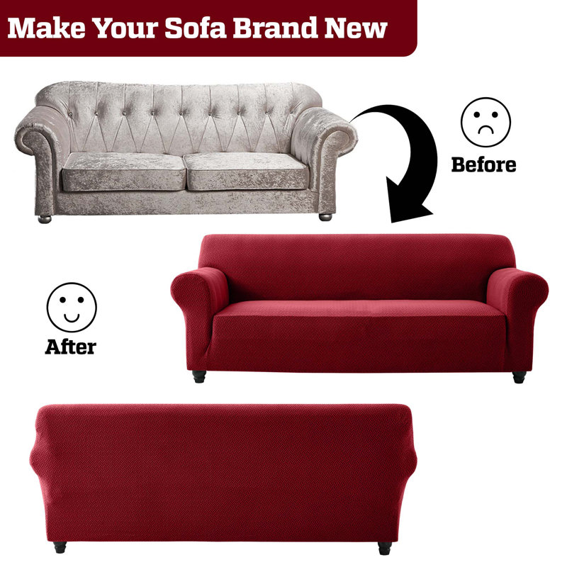 Luxury Stretchable Spandex Sofa Cover/Protector, 1 Seater, Burgundy