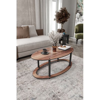 Modern Walnut Coffee Table with Compressed Kraft Legs, 23.6 x 15.7 x 15.0 inches | 100% MDF, Sturdy & Stylish Design | Perfect for Living Room, Industrial Charm & Solid Colour Elegance