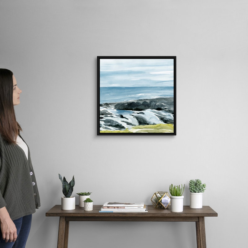 «Coastal Blue II» par Annie Warren, reproduction d'art sur toile, Cadre flottant noir, H 22 po x l 22 po x P 1,75 po
