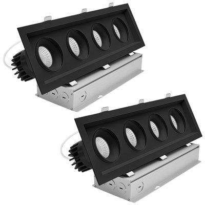 Projecteur encastré rectangulaire noir à 4 têtes LUXRITE