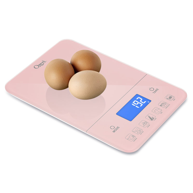 Balance de cuisine numérique en verre trempé 22 lb (10 kg) Ozeri Touch III, Cristal rose
