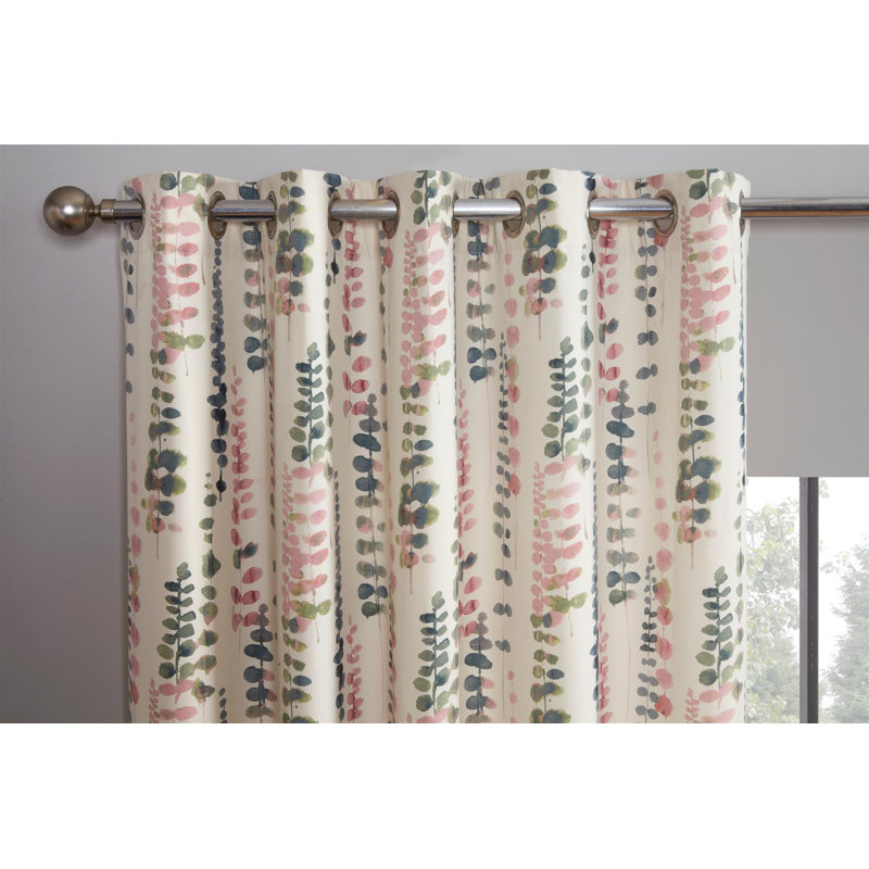 Ceara Semi Sheer Curtain Pair, Pink, 229 W x 183 D cm