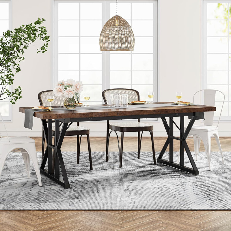 Galatea Metal Base Dining Table, Black