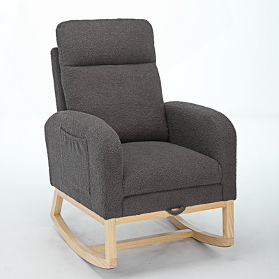 Modern Accent Rocking Chair, Upholstered Nursery Glider Rocker, Comfy Armchair With Side Pocket -  Ophelia & Co., 60EB6A4BA7C84D85BAF319FC2C0F3FBC