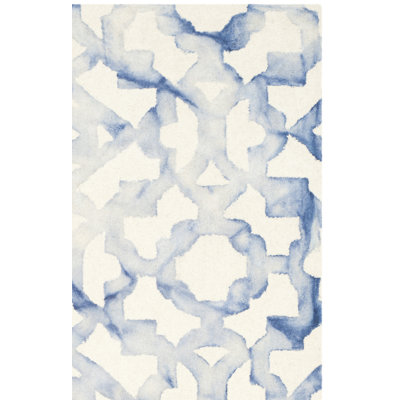 Tapis géométrique en laine / coton touffeté à la main Amekia