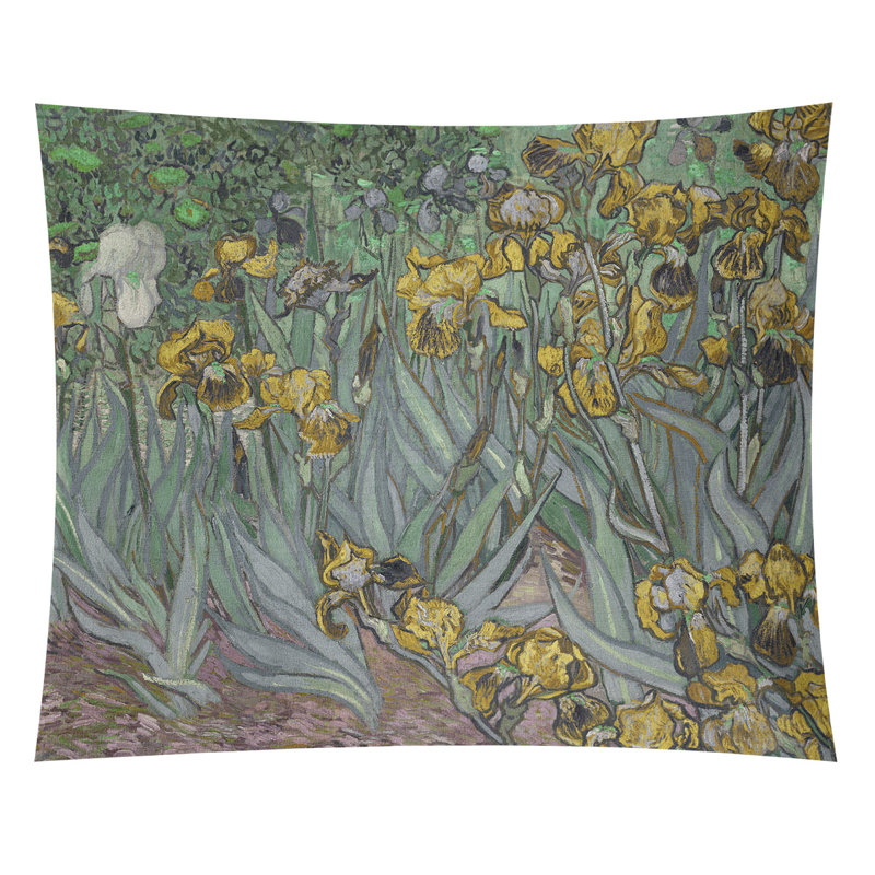 Tapisserie Iris, Intérieur / extérieur, H 51,5 po x l 60,5 po, Vert cornichon / bleu