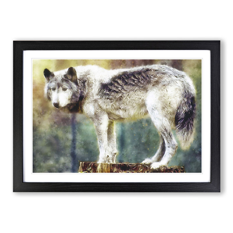 Abstract Wolf Vol.3 - Picture Frame Graphic Art, 27cm H x 36cm W x 2cm D, Black Framed