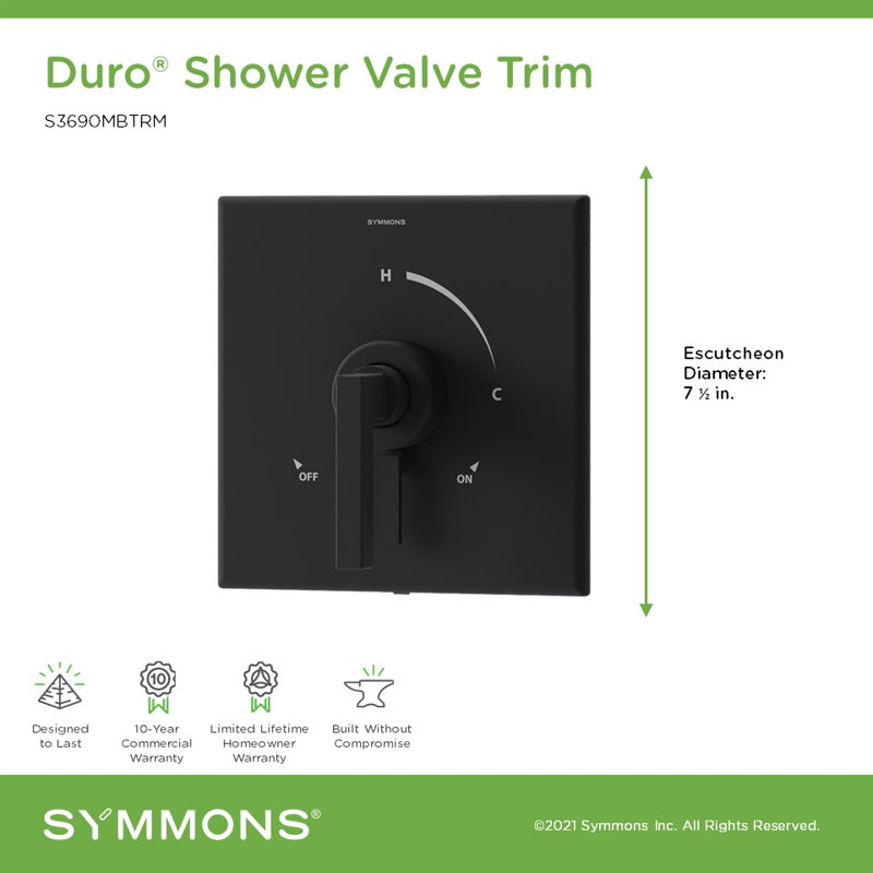 Garniture de valve de douche avec levier de contrôle de volume Duro, Noir mat