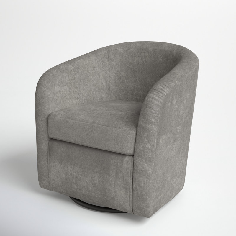 Upholstered Swivel Barrel Chair, Chloe Slate Polyester Blend