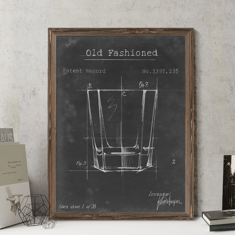 «Barware Blueprint I» par Paul Cezanne - reproduction d'art encadrée, Pas de tapis, H 44 po x l 32 po x P 1,25 po