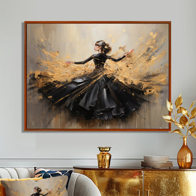 Gold and Black Dance Splash II - Danse, reproduction d'art encadrée
