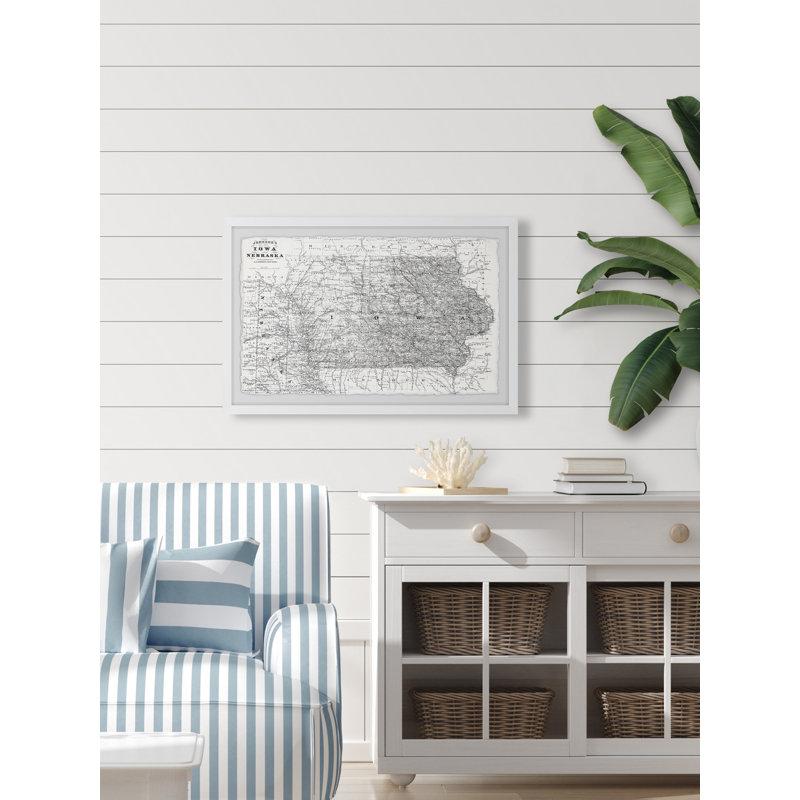 White Iowa - Reproduction d'art graphique sur papier encadré, H 20 po x l 30 po x 1,5 po