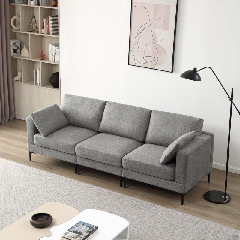 Dan 3 Seater Cotton Sofa, Deep Grey
