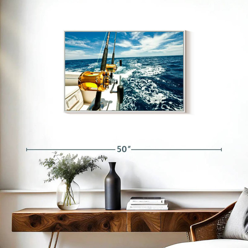 Moulinets de pêche en haute mer, Cadre flottant blanc, 31 po x 21 po