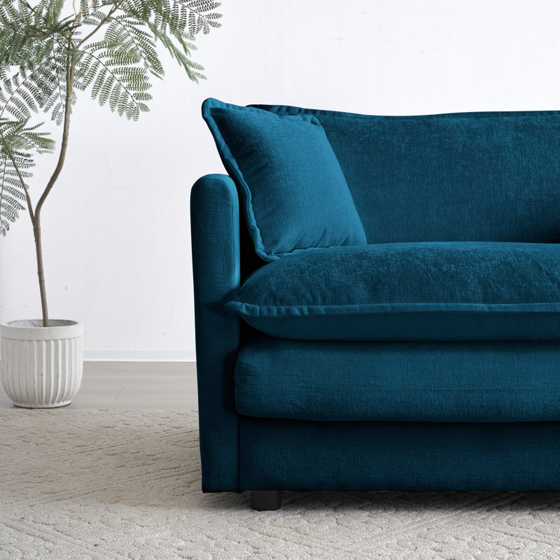 Ensemble de canapé en chenille à assise profonde, canapé moderne pour le salon et le bureau, Chenille bleu