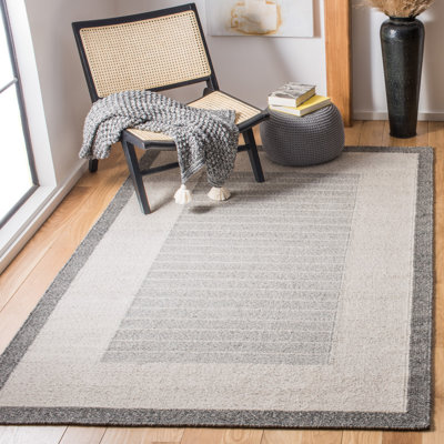 Bardin Flat Weave Wool/Cotton Geometric Rug in Gray