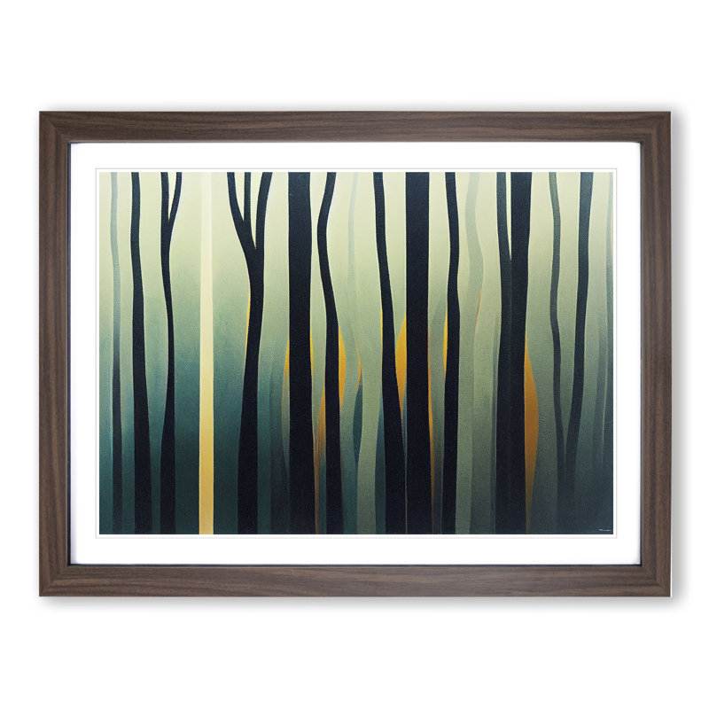 Abstract Forest View - Single Picture Frame Print, 25cm H x 34cm W x 2cm D, Walnut