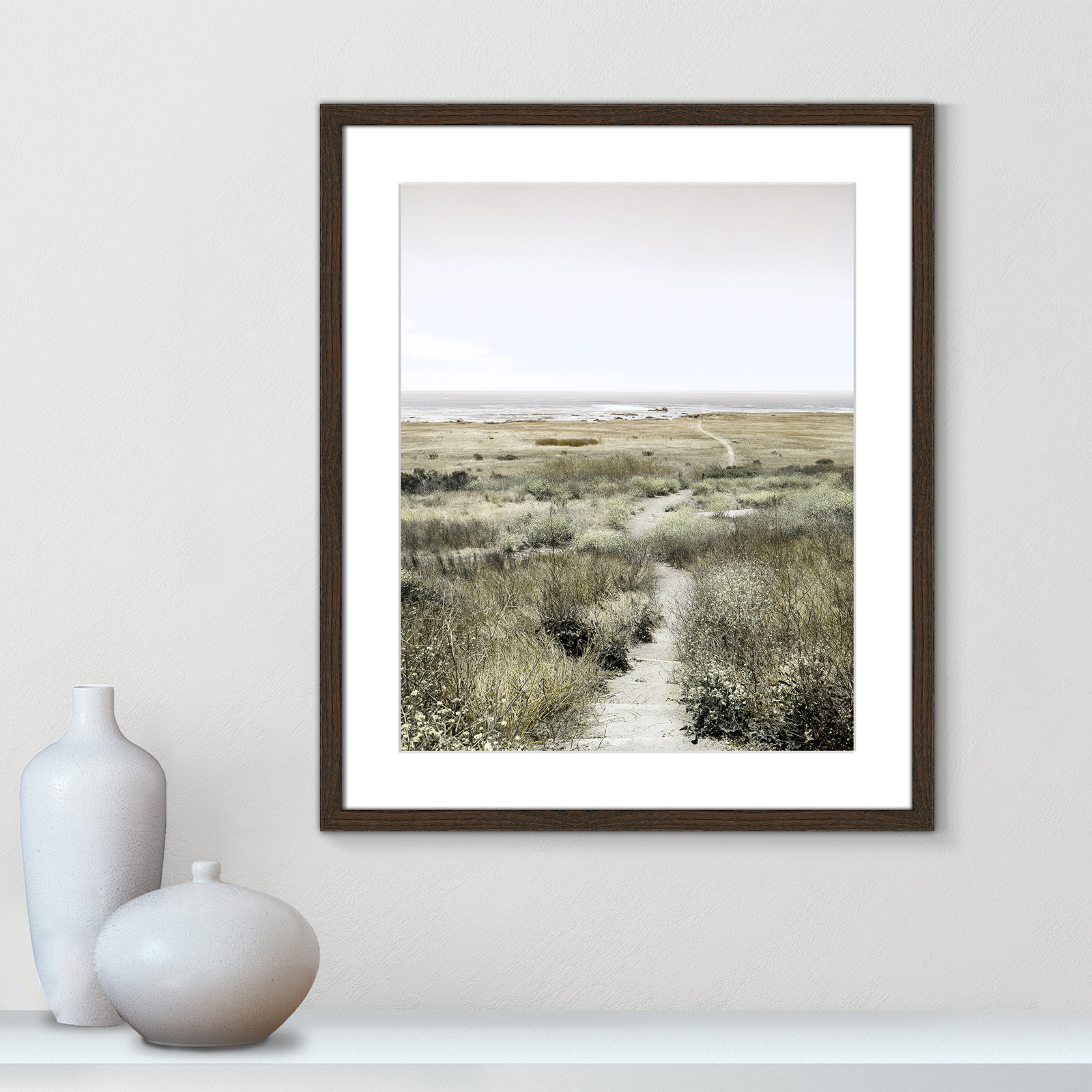Toscani "Footpath to Paradise" Print, 21.5 W x 25.5 H x 0.75 D, Walnut Wood Grain