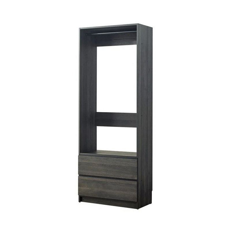 Système d'organisation modulaire Dee, 1 tringle en métal et 2 tiroirs, Gris / noir