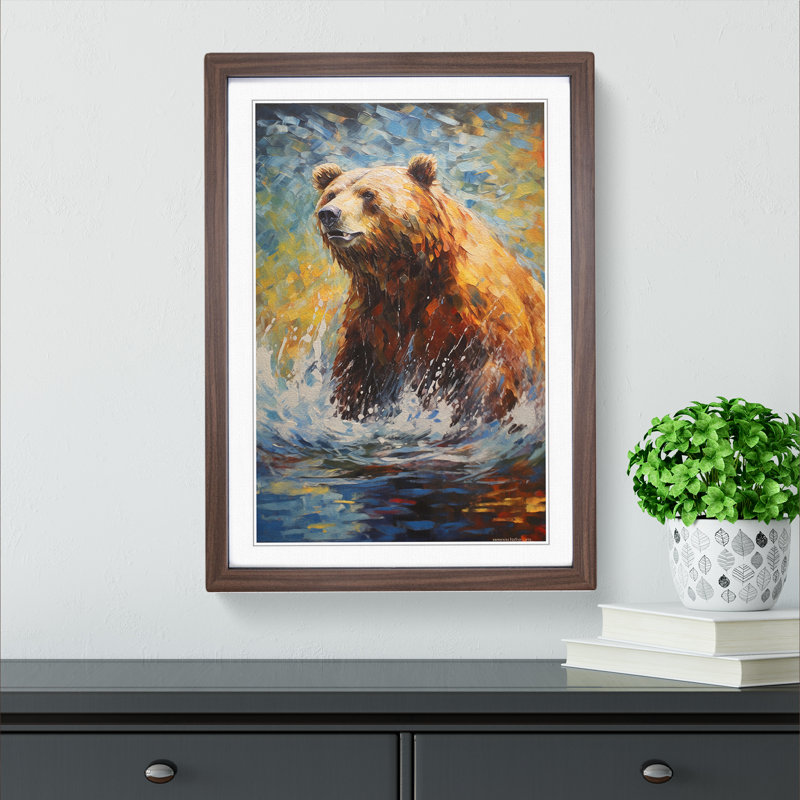 Bear Impressionism - Framed Print, Walnut Framed, 34cm H x 25cm W x 2cm D