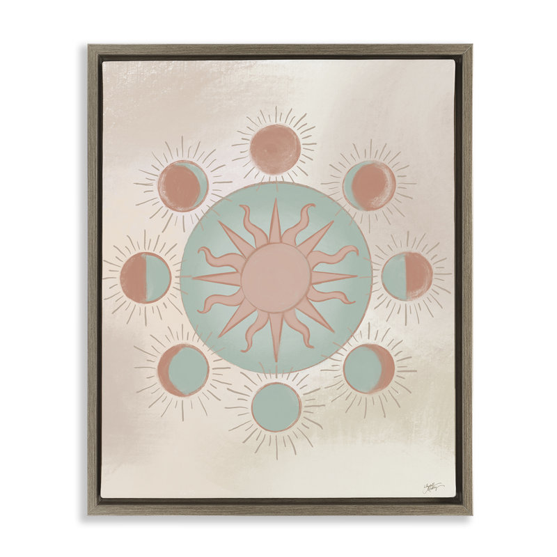Art mural encadré, "Baluned Lunar Moon Phases" par Elizabeth Medley, Cadre flottant orme Montalcino, H 21 po x l 17 po