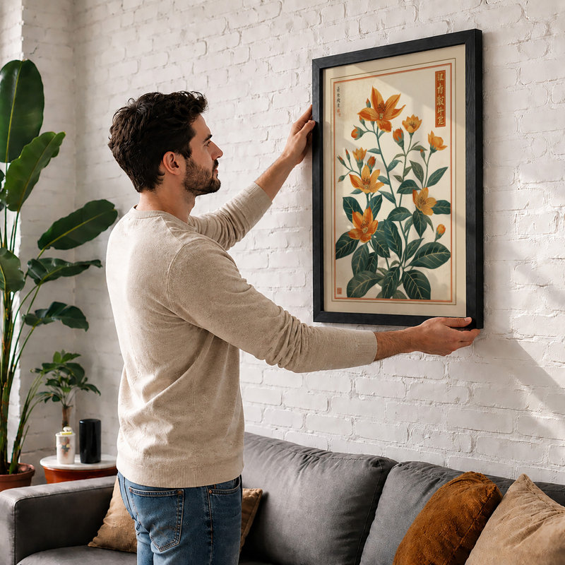 Orange Blossom Study Botanical - Framed Print, A2 - 59.4 x 42.0 cm, Oak