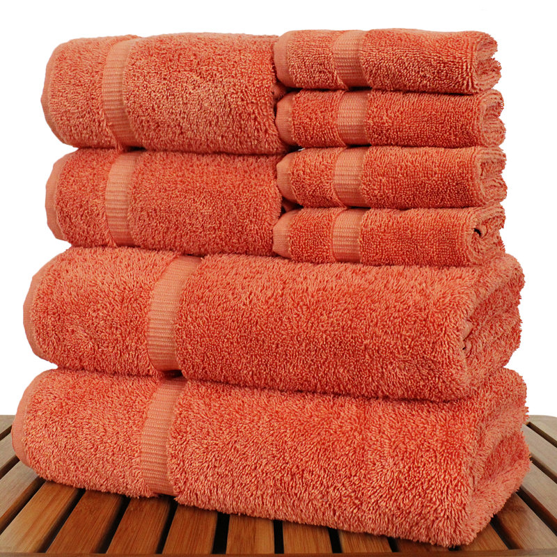 Ensemble de serviettes en coton turc 8 pièces Thurantowa, Corail