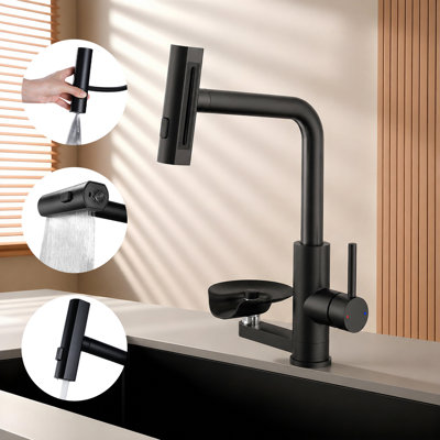 3-in-1 Kitchen Faucet With Built-in Glass Rinser