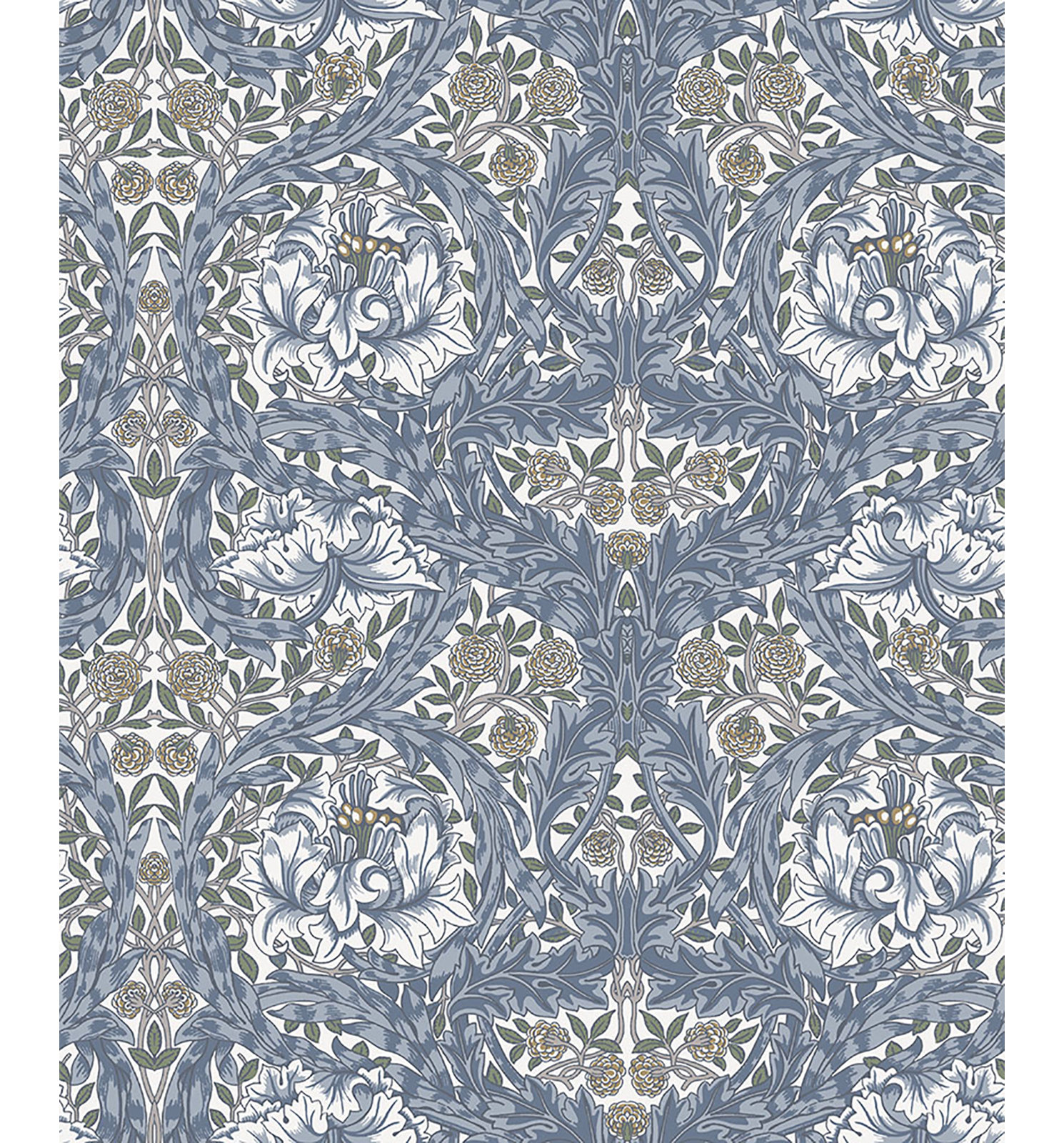 African Marigold Floral Wallpaper, Blue