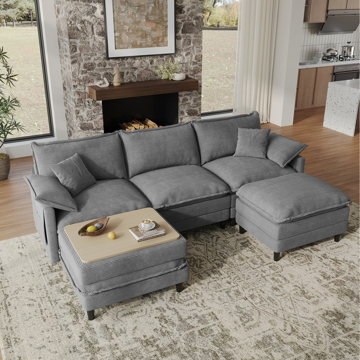 Latitude Run® 108'' Comfy U Shaped Sectional Modular Deep 5-Piece Cloud ...